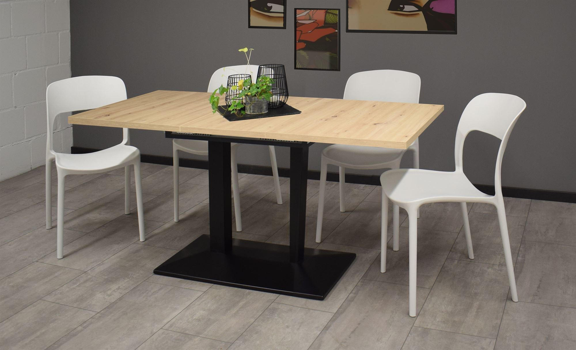 BISTROTISCH ausziehbar Eleen 120x70x72 Schwarz/Asteiche - Schwarz/Eiche Artisan, Metall (120/70/72cm) - 58aufmkessel