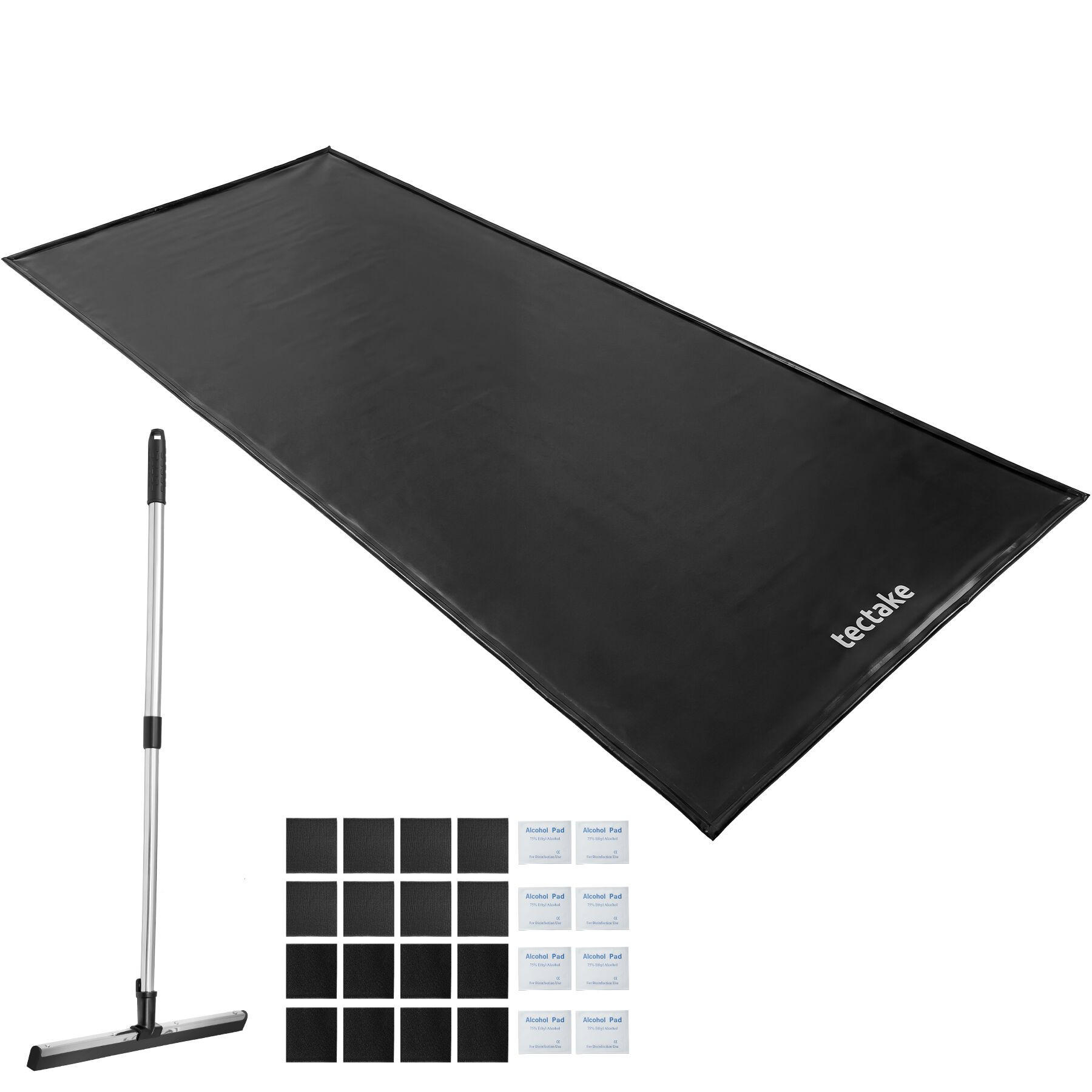 GARAGENBODENMATTE , inklusive ausziehbarem Abzieher, schwarz - Schwarz, Kunststoff (260/610cm) - tectake