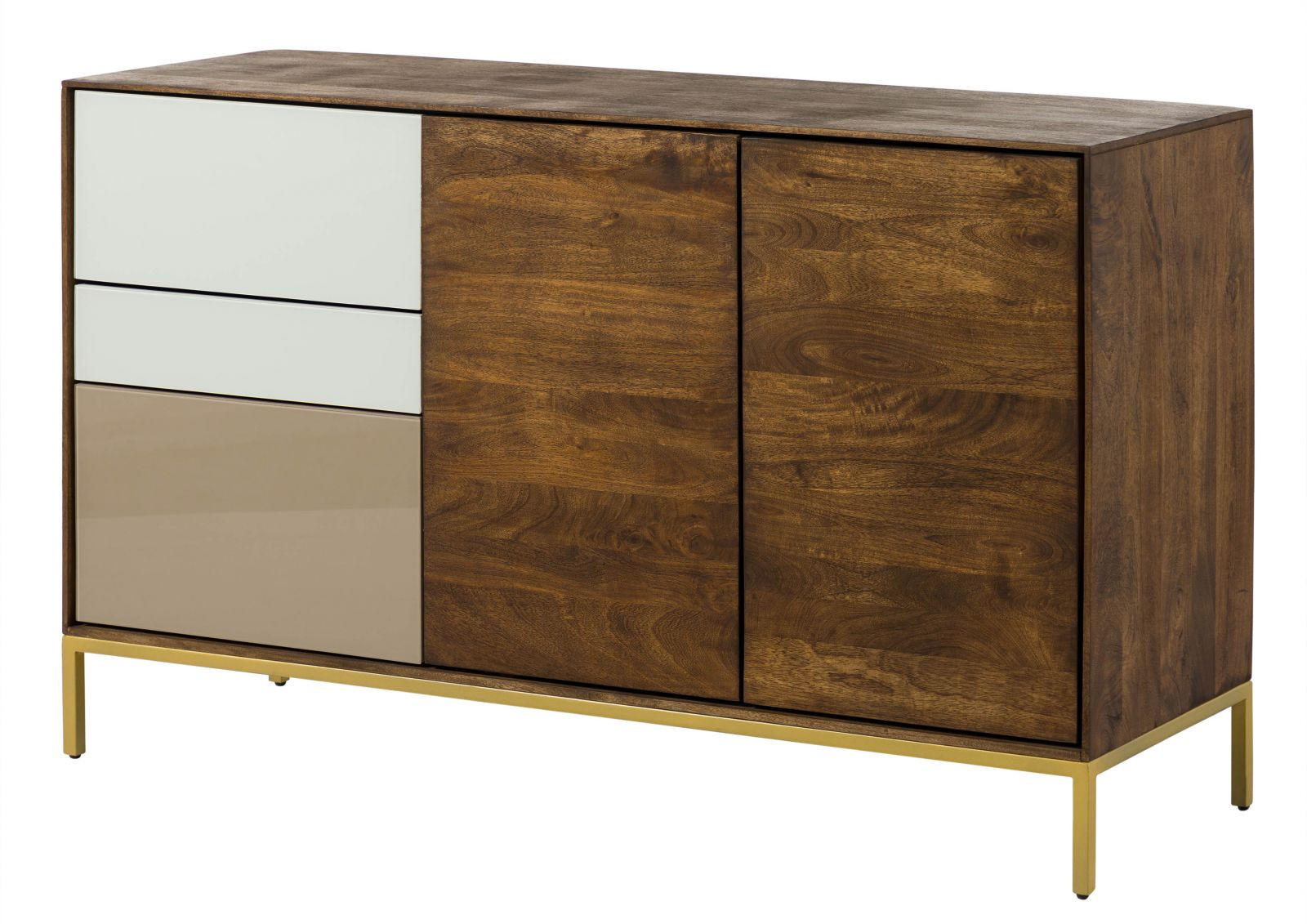 KOMMODE Mango 134x45x85 braun geölt CHICAGO #107 - Braun, Holz (134/85/45cm) - Massivmoebel24