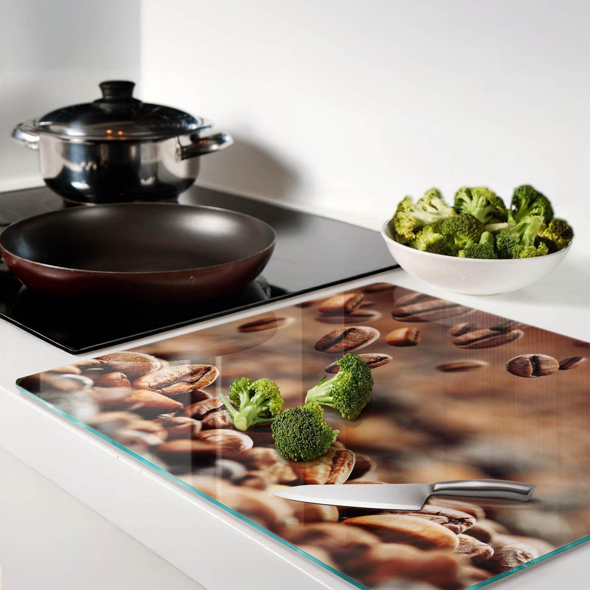 GLASPLATTE 60x52 cm Kaffeebohnen - Braun, Glas (60/0.4/52cm) - TULUP