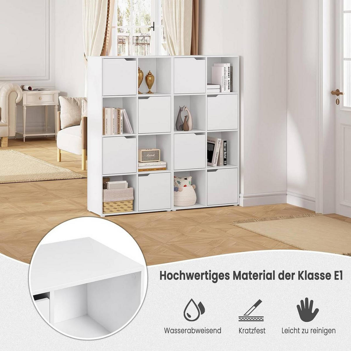 BÜCHERREGAL mit 8 Fächern, 60x120x30 cm, Weiß - Weiß, Holzwerkstoff (60/120/30cm) - Woltu