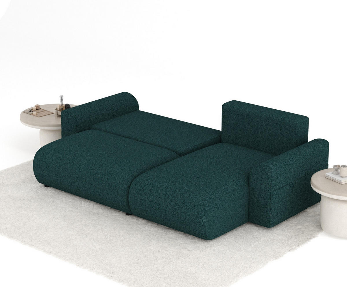 ECKSOFA MIT SCHLAFFUNKTION Bodega Grün Webstoff - Schwarz/Grün, Holz/Holzwerkstoff (235/138cm) - Maison de Reve