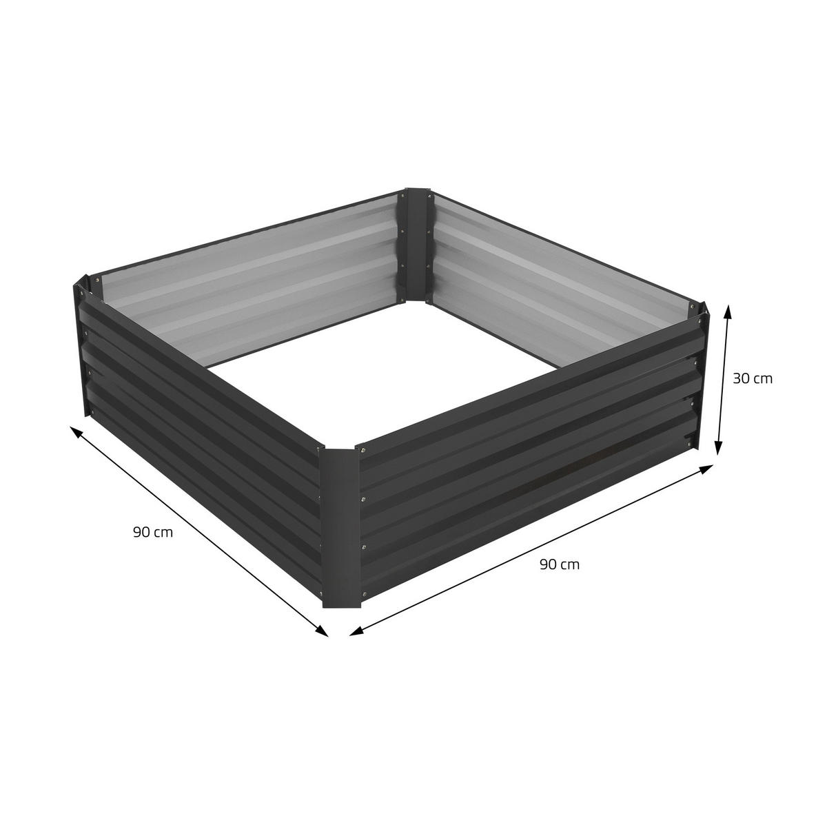 HOCHBEET 4er Set - Anthrazit, Metall (90/30/90cm) - ML-DESIGN