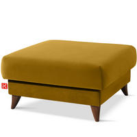 HOCKER GUSTAVO Velours, Gelb - Gelb, Holz/Holzwerkstoff (92/49/92cm) - KONSIMO®
