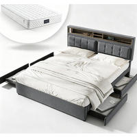 ČALOUNĚNÁ POSTEL 140/200 cm v šedé barvě se 4 zásuvkami, USB a Type-C - šedá, kov/kompozitní dřevo (140/200cm) - CHICFURN