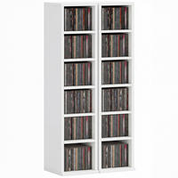 CD-REGAL 2er-Set DE-14522 12 Fächer für 204 CDs Weiß - Weiß, Holzwerkstoff (22.5/88.5/21cm) - ComfortXL