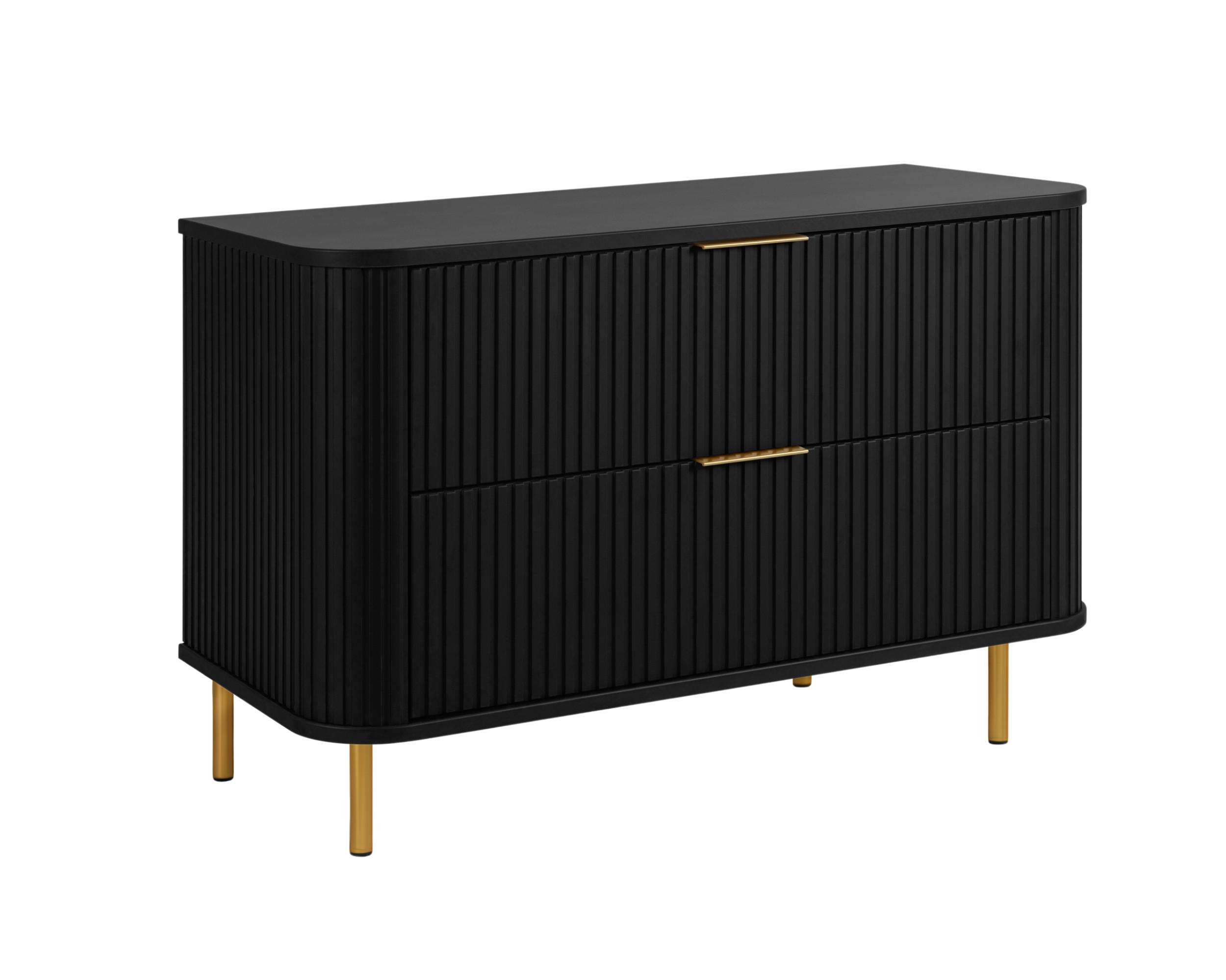BADEZIMMERSCHRANK : Farbe Schwarz, Griff gold, Füße gold, 100 x 41,5 x 66,7 cm - Goldfarben/Schwarz, Holzwerkstoff (100/66.7/41.5cm) - 3XE LIVING