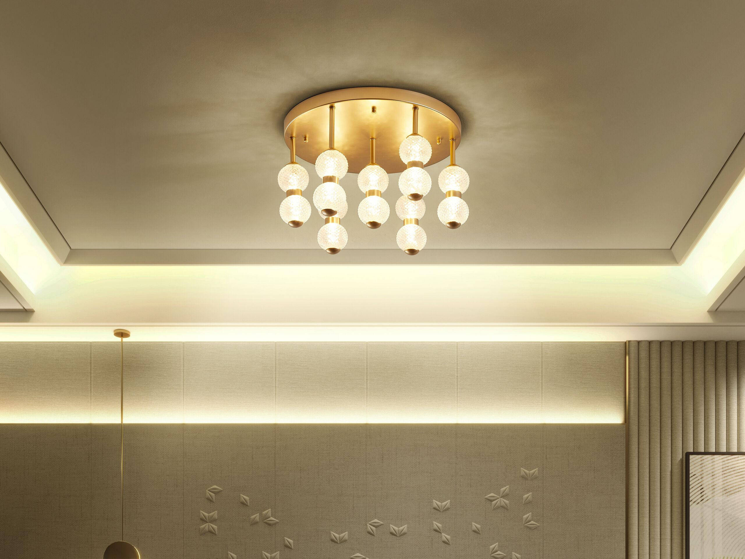 DECKENLEUCHTE Yowaka 40/40/26 cm - Goldfarben, Metall (40/40/26cm) - Beliani