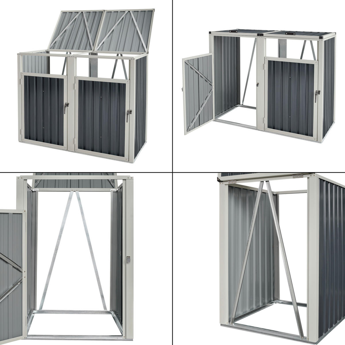 MÜLLTONNENBOX Tarbek - Anthrazit, Metall (146/121/82cm) - pro.tec