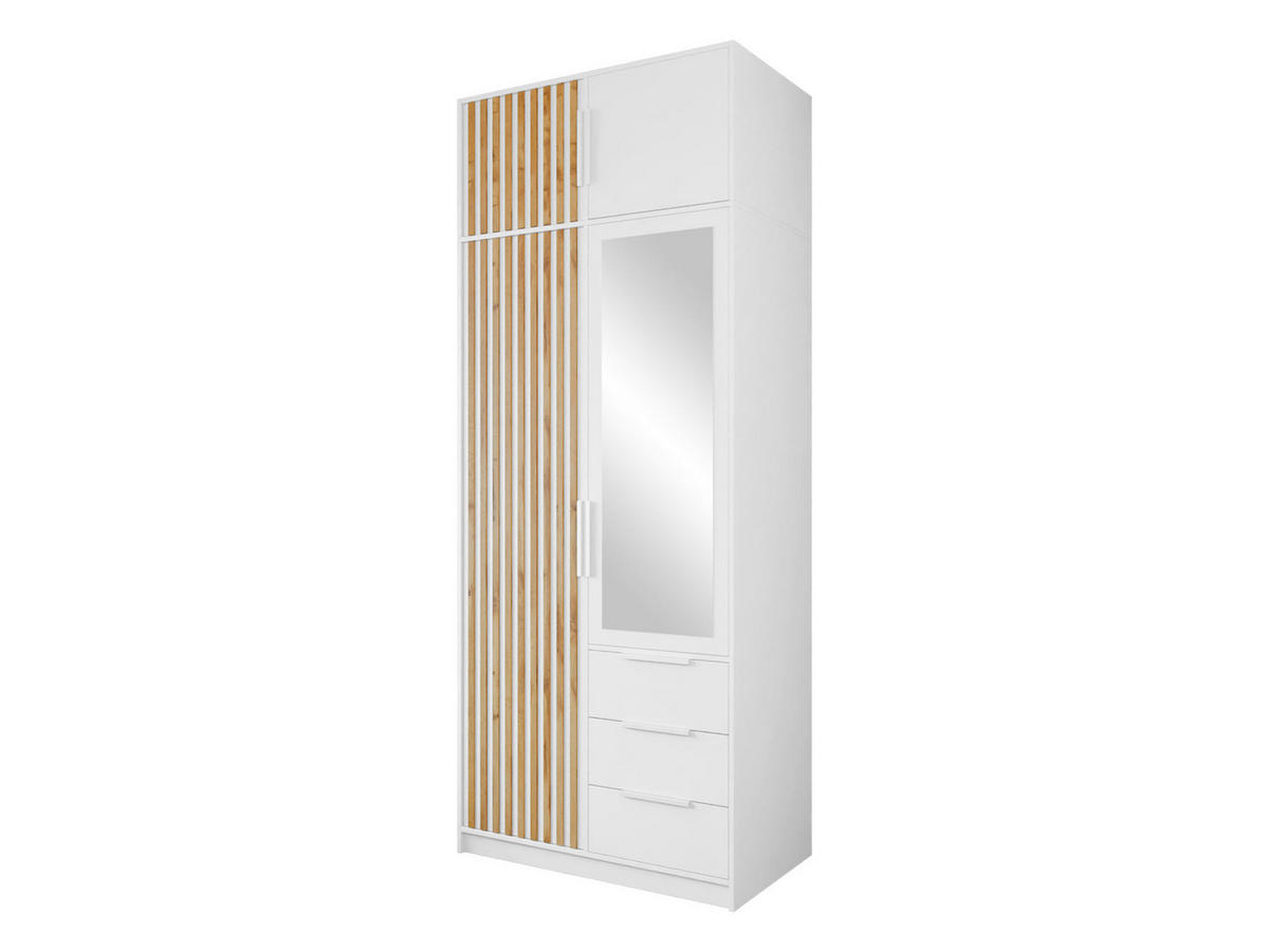 KLEIDERSCHRANK Bali Lux D2 mit Schrankaufsatz - Weiß, Holzwerkstoff/Metall (100/245/58cm) - MIRJAN24