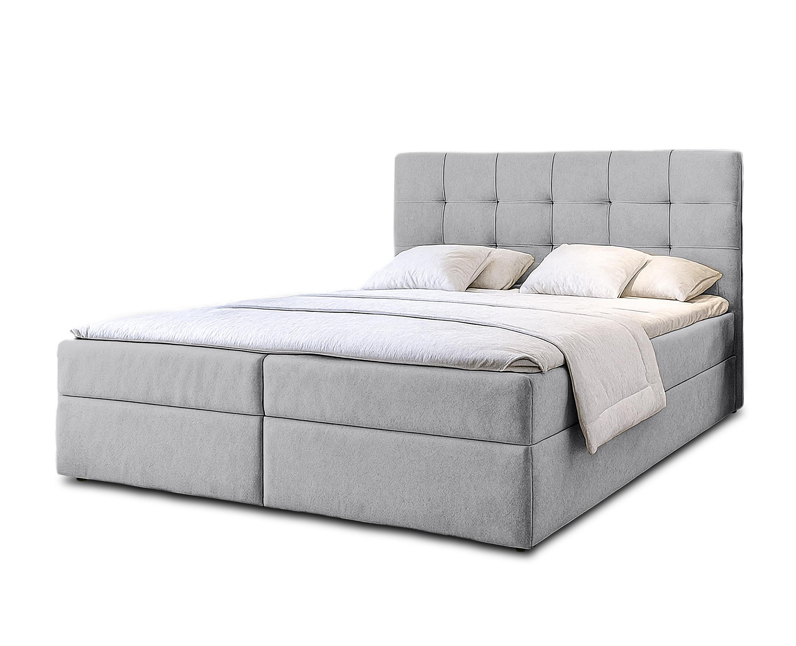 BOXBETT GECETENI 160x200 cm mit Bettkasten und Matratze - Grau - Schwarz/Grau, Holz/Holzwerkstoff (160/200cm) - AX Living