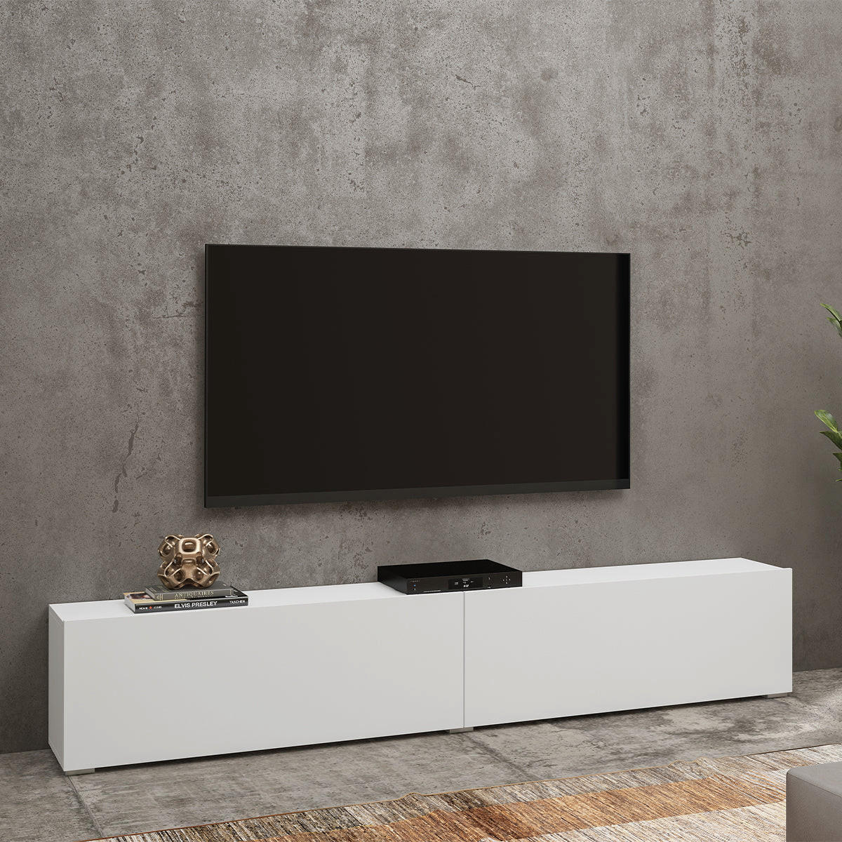 TV STOLÍK Glora Biela - biela, kompozitné drevo (180/30/35cm) - Petits-meubles