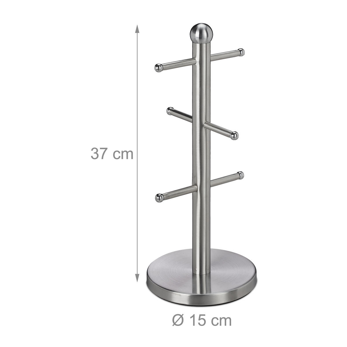 TASSENHALTER - Silberfarben, Textil/Metall (15/37/15cm) - Relaxdays
