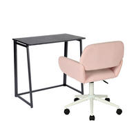 KLAPPBARER Schreibtisch & Rosa Cord-Bürostuhl Set - Pink, Metall (41/80/74cm) - Meubles Cosy