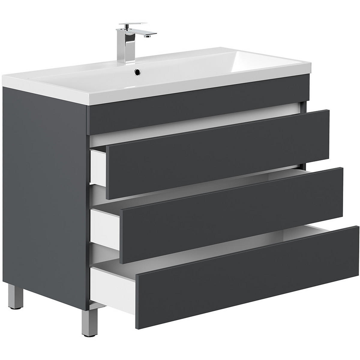 WASCHTISCH Frome-02 - Grau, Holzwerkstoff (100/84/48cm) - Lomado