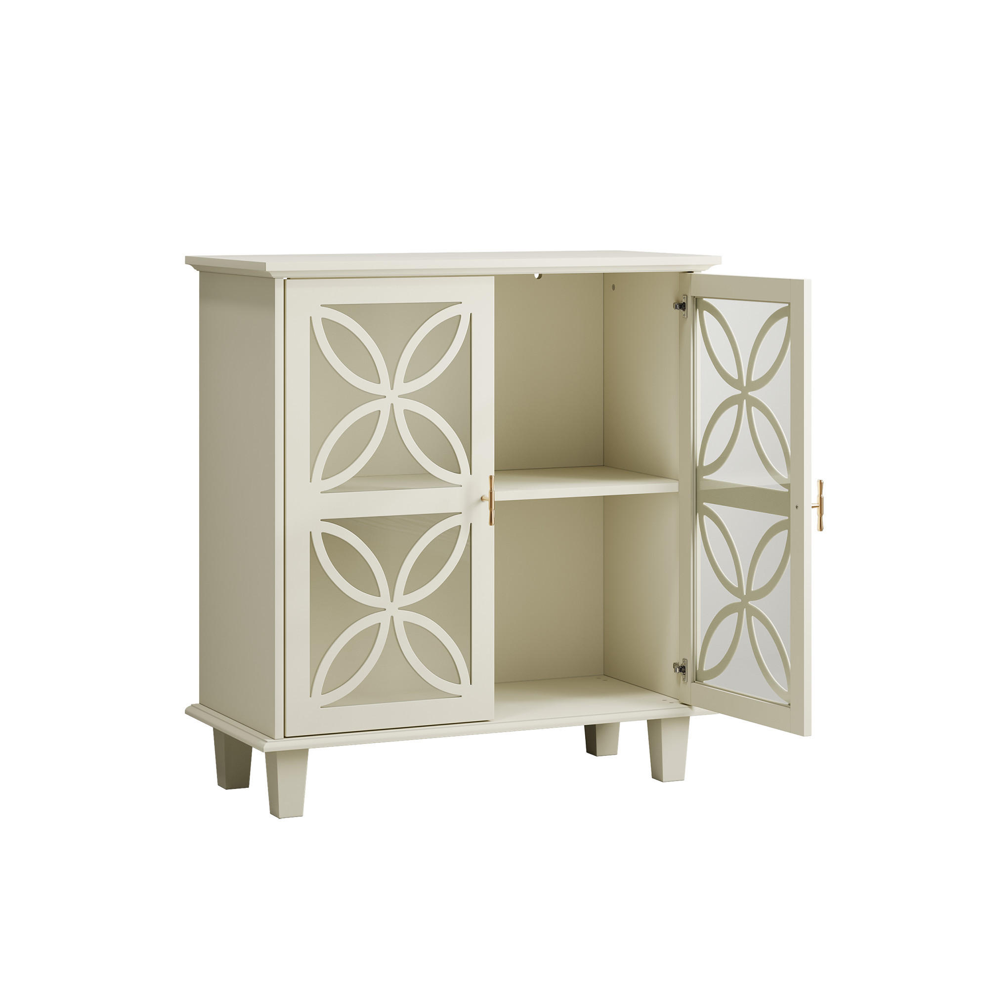 KOMODA 1-dverová, MDF/drevotrieska, krémová, s úložným priestorom,80/87/38 cm - krémová, kompozitné drevo (80/87/38cm) - BEAOK