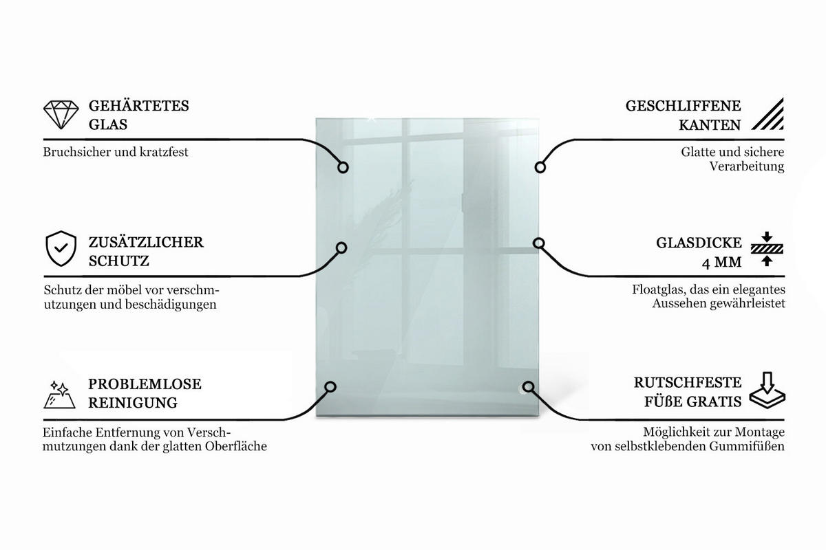 TISCHPLATTE 125 x 50 cm Transparente Glasplatte - Transparent, Glas (125/0.4/50cm) - TULUP