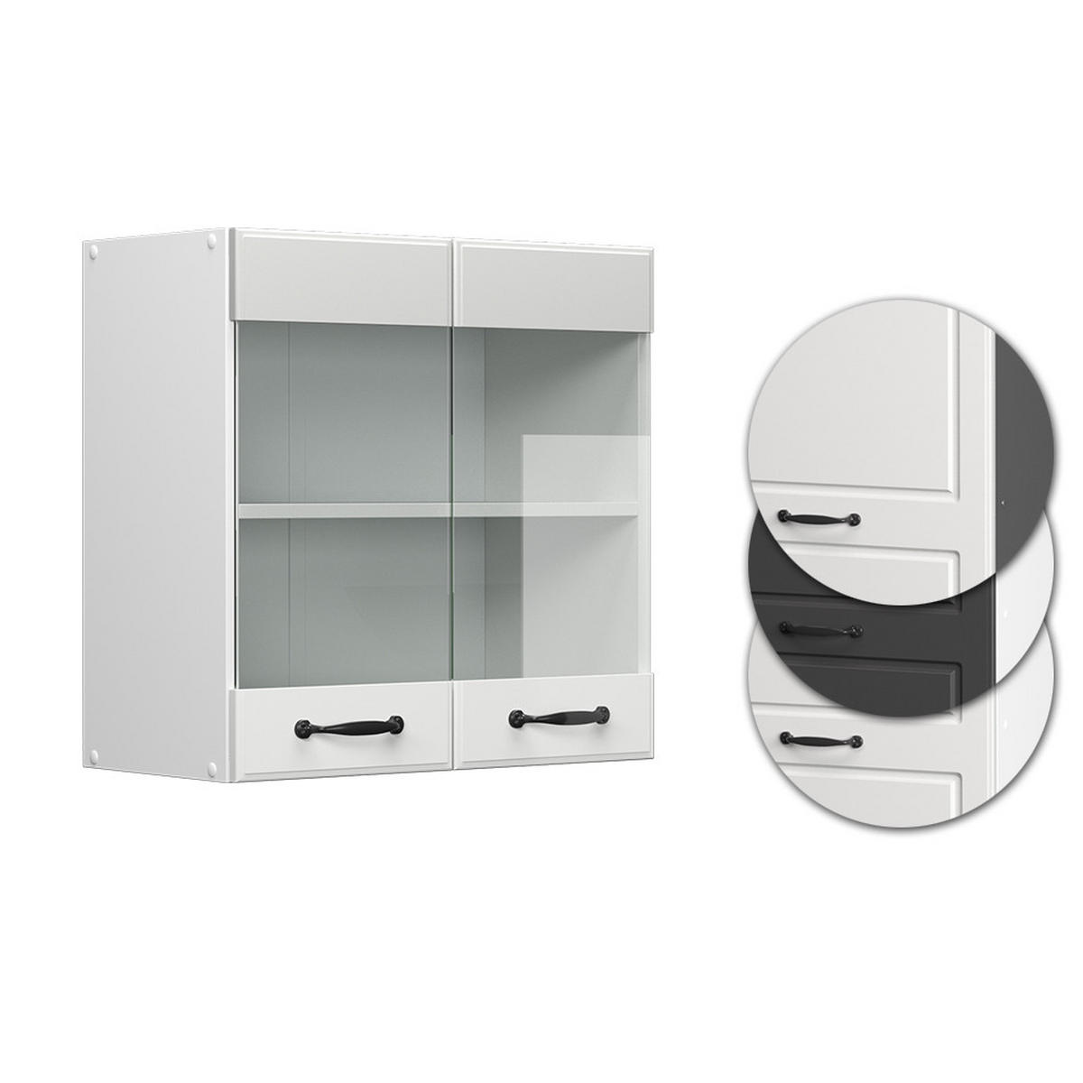 KÜCHENGLASSCHRANK R-Line Weiß Landhaus 60 cm - Weiß, Holzwerkstoff (60/60/31cm) - Vicco