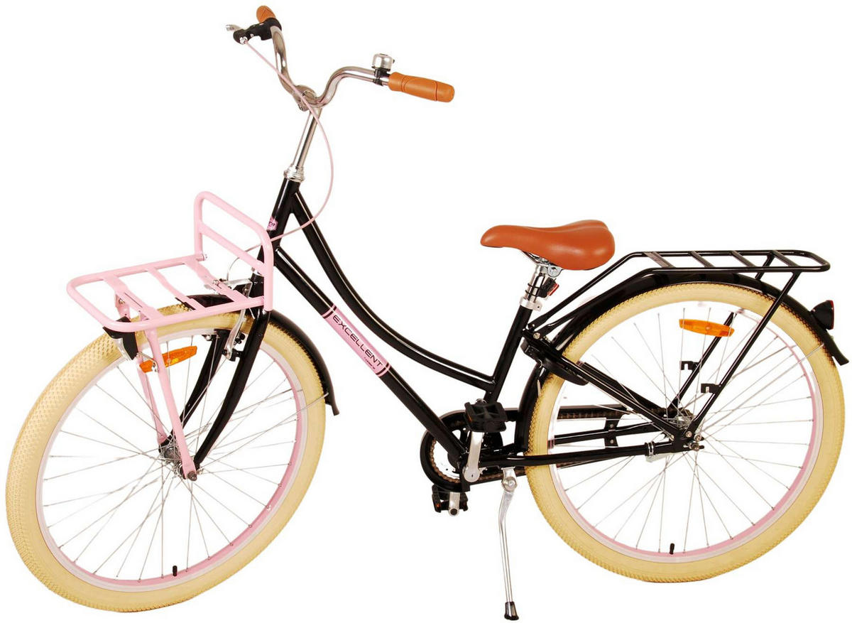 KINDERFAHRRAD Excellent - Mädchen - 26 Zoll - Rücktritt + Handbremse - Schwarz - Schwarz, Metall (77cm) - TPFSports