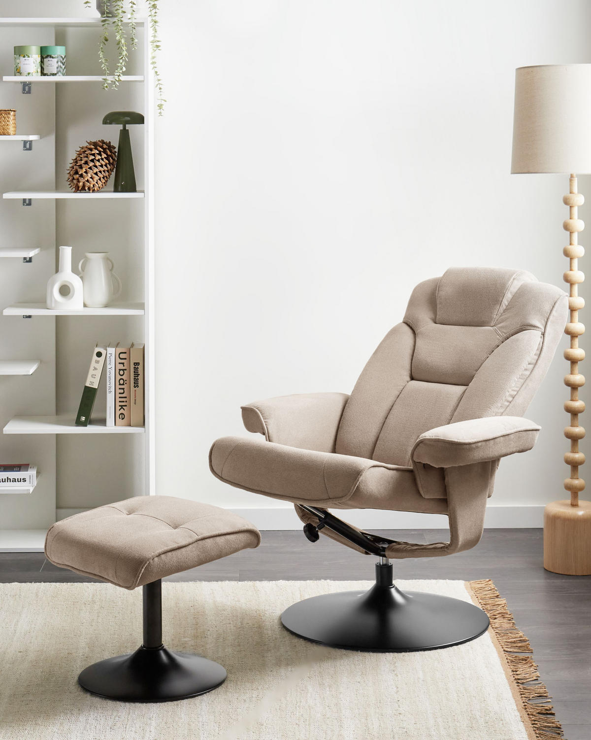 FERNSEHSESSEL Taupe Nyks - Taupe/Schwarz, Textil (87/98/81cm) - Beliani