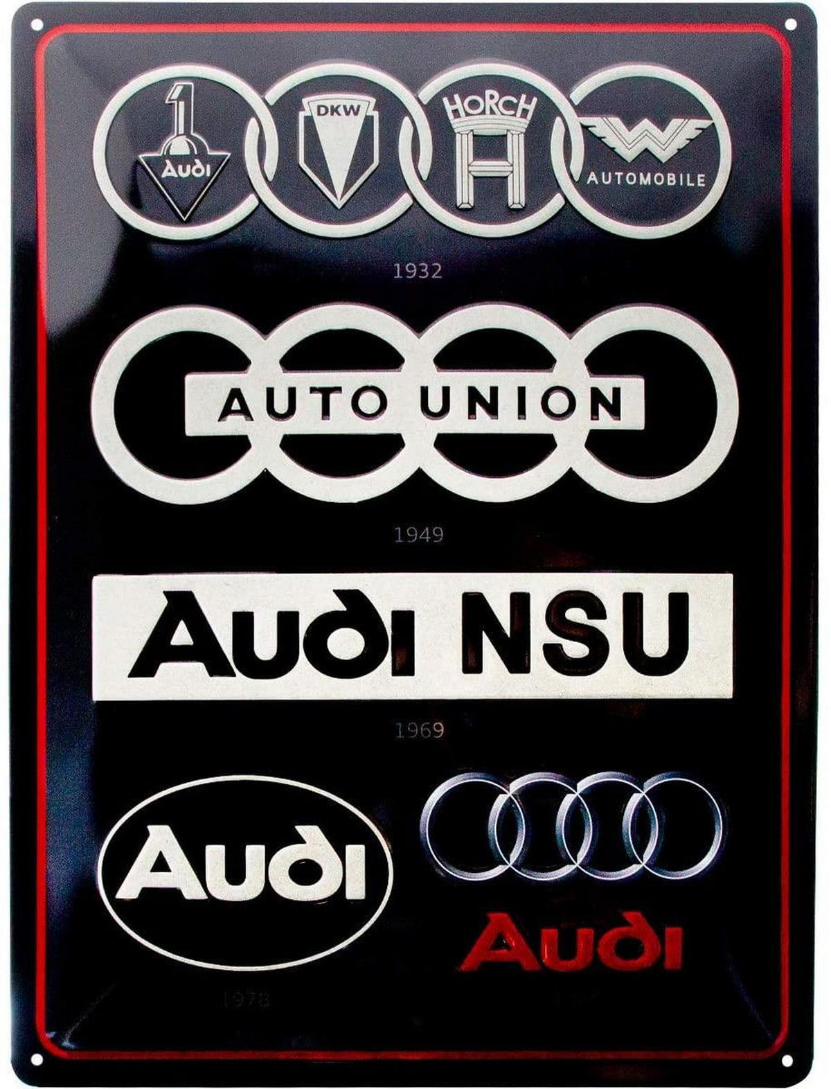 BLECHSCHILD 30/40 cm AudiLogo Evolution - Multicolor, Metall (30/40/0.2cm) - Nostalgic-Art