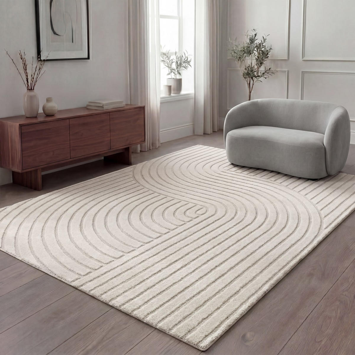 KURZFLORTEPPICH 200/280 cm Aura 701 - Creme, Kunststoff (200/280cm) - Paco Home