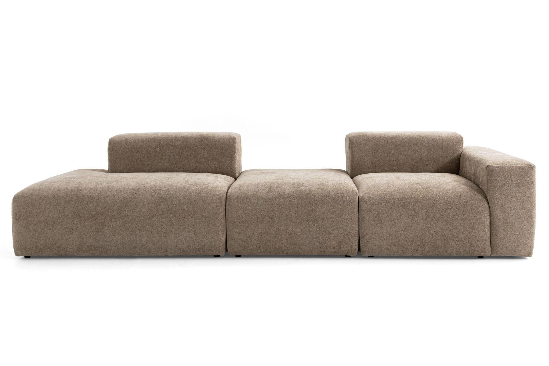 4-SITZER modulares Sofa HEAVEN SET 4 Links, Breite 335 cm Webstoff Braun - Schwarz/Braun, Holz/Kunststoff (335/71/102cm) - Muffo