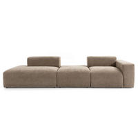 4-SITZER modulares Sofa HEAVEN SET 4 Links, Breite 335 cm Webstoff Braun - Schwarz/Braun, Holz/Kunststoff (335/71/102cm) - Muffo