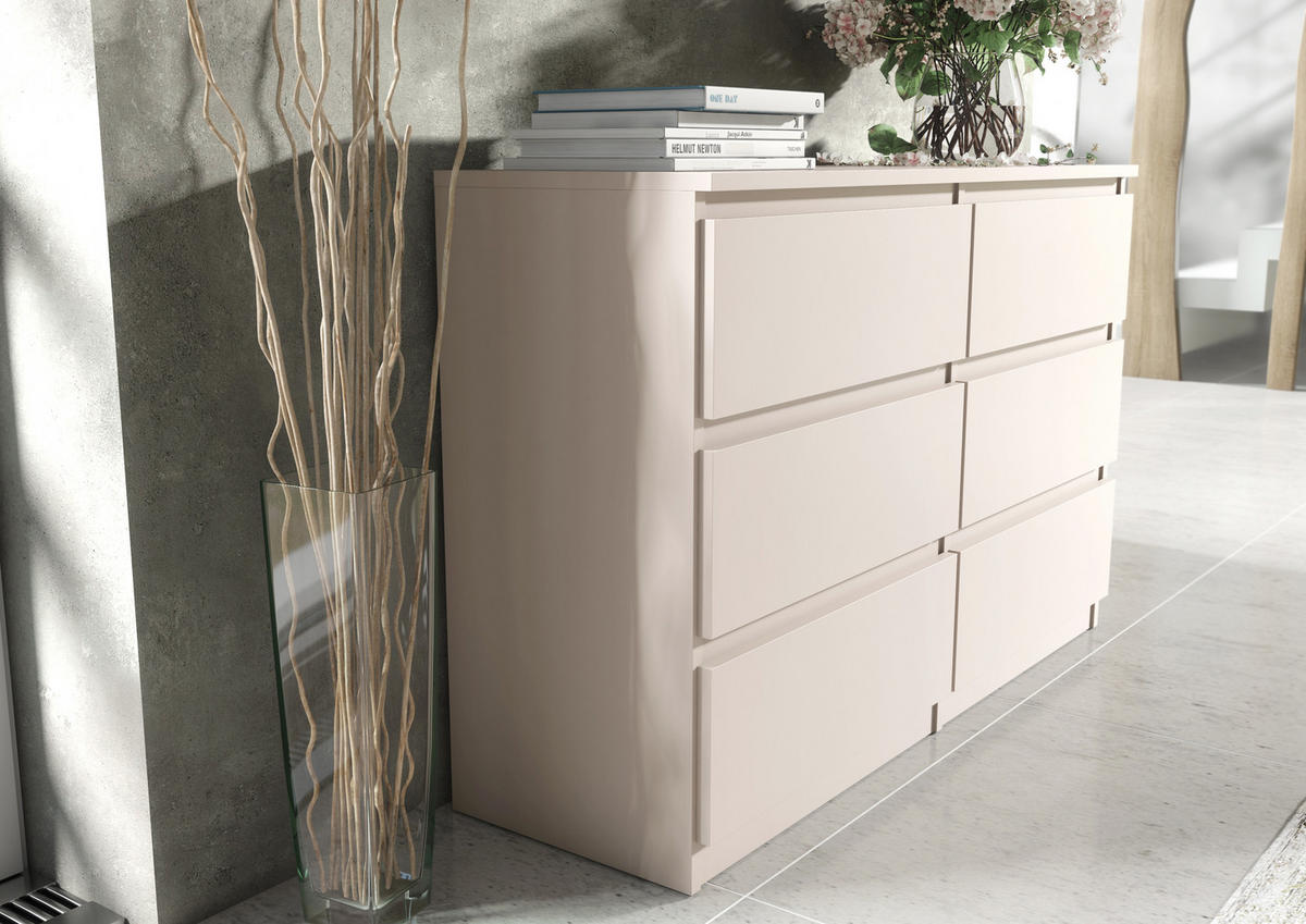 KOMMODE NUDO 138,5/78,5/39cm mit 6 Schubladen Türen Kaschmir - Kaschmir, Holzwerkstoff (138.5/78.5/39cm) - MASSENO
