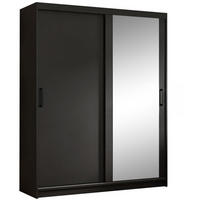 SCHWEBETÜRENSCHRANK Hela 160/205/60 2-türig schwarz mit Schubkasteneinsatz - Schwarz, Holzwerkstoff (160/205/60cm) - Beautysofa
