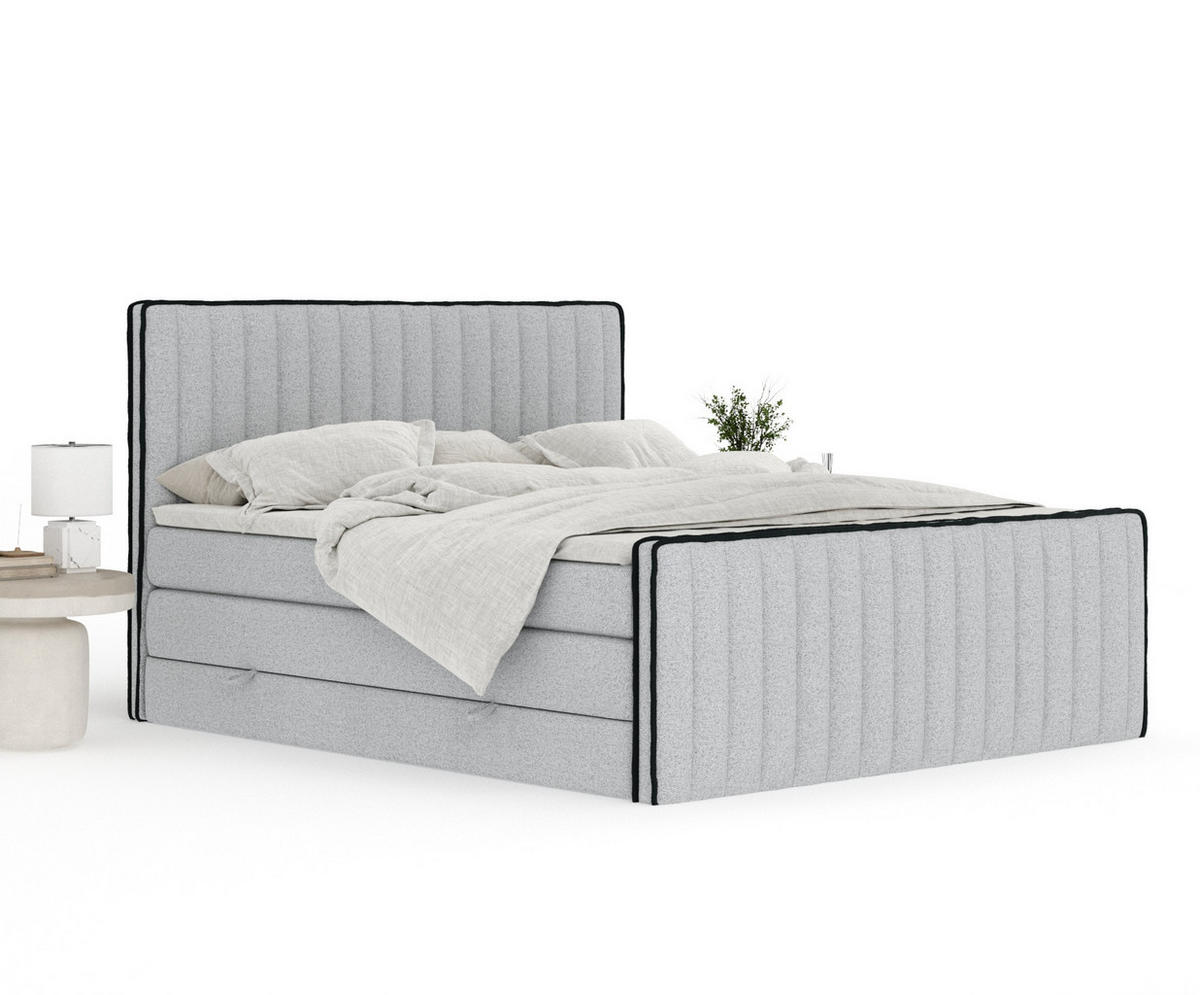 BOXSPRINGBETT Nocturne Hellgrau 160/200 cm - Hellgrau/Schwarz, Holz/Holzwerkstoff (160/200cm) - Maison de Reve