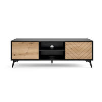 LOWBOARD DIAMANTE 153,4x39x49,7 cm mit 2 Türen Schwarz - Goldfarben/Schwarz, Holzwerkstoff (153.4/49.7/39cm) - MASSENO