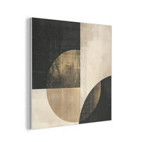 AKUSTIKPANEEL Abstrakt - Geometrische Formen - Schwarz - Gold 90x90 cm - Ecru, Textil (90/0.9/90cm) - MuchoWow