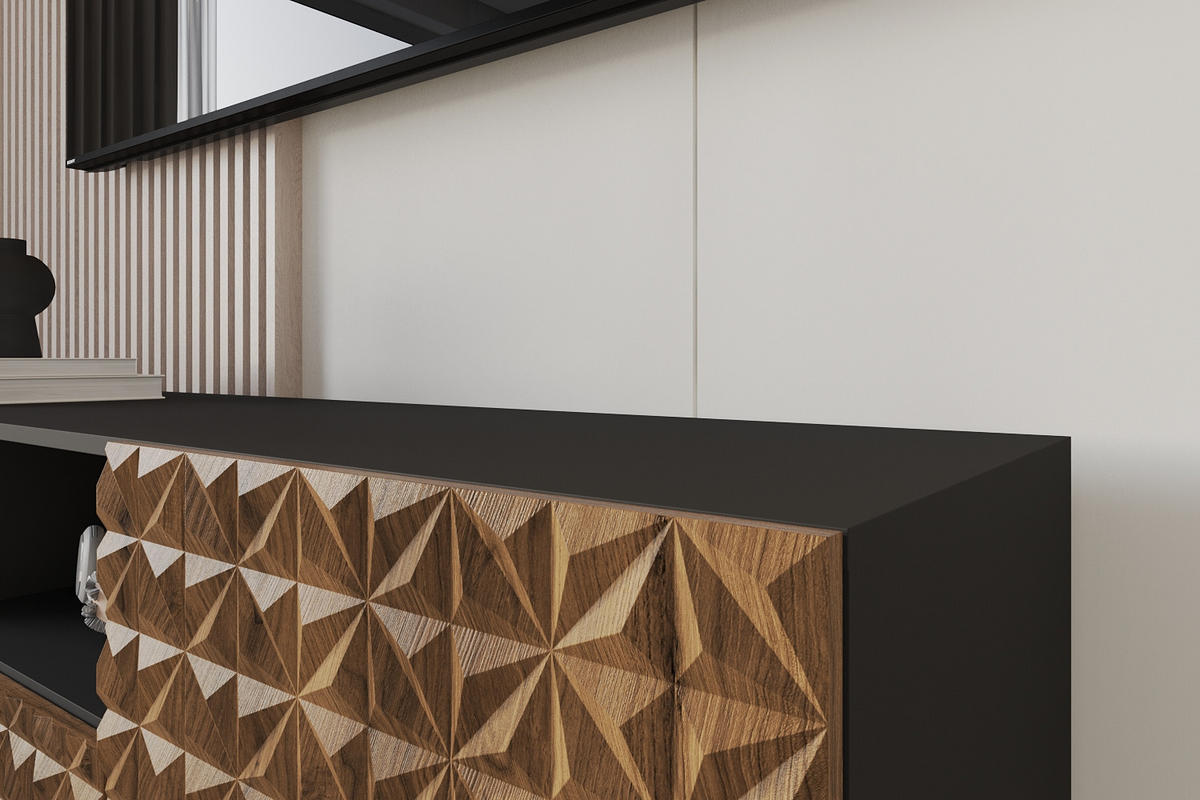 LOWBOARD VIRA-W 140x40x41 cm - Schwarz / Katania - Eiche Wotan, Holzwerkstoff (140/40/41cm) - ALTDECOR