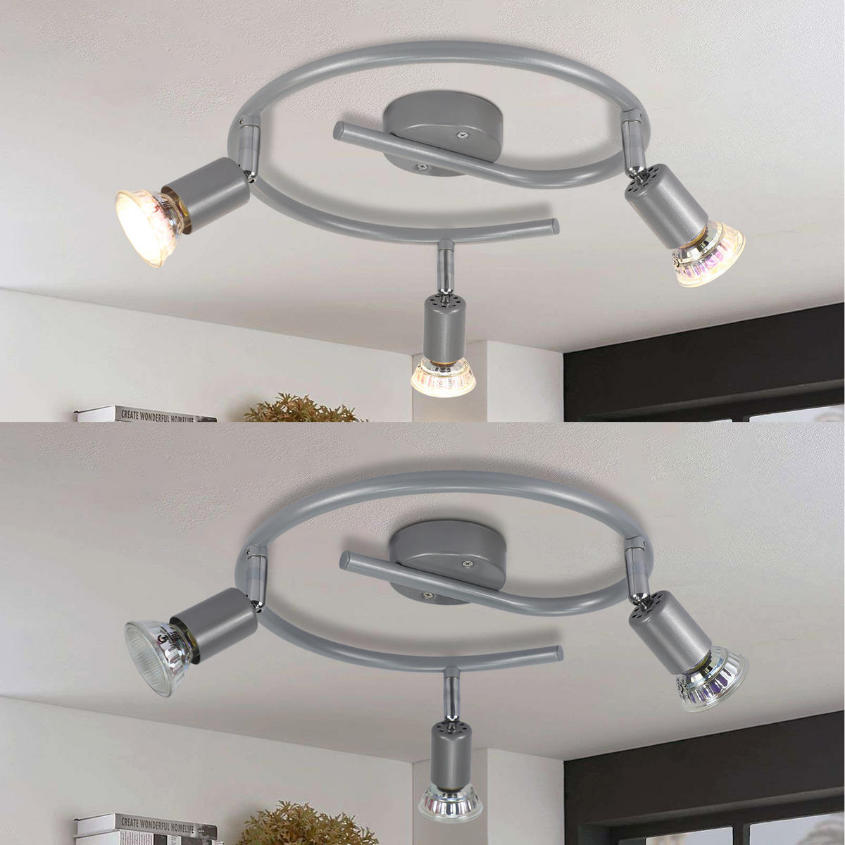 DECKENSTRAHLER Luxmund 3.2/8/42 cm - Silberfarben, Metall (42/3.2/8cm) - ZMH