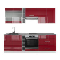 KÜCHENZEILE Fame-Line Bordeaux Hochglanz/Weiß 235 cm, AP Anthrazit - Bordeaux/Weiß, Holzwerkstoff (235/81.6/60cm) - Vicco