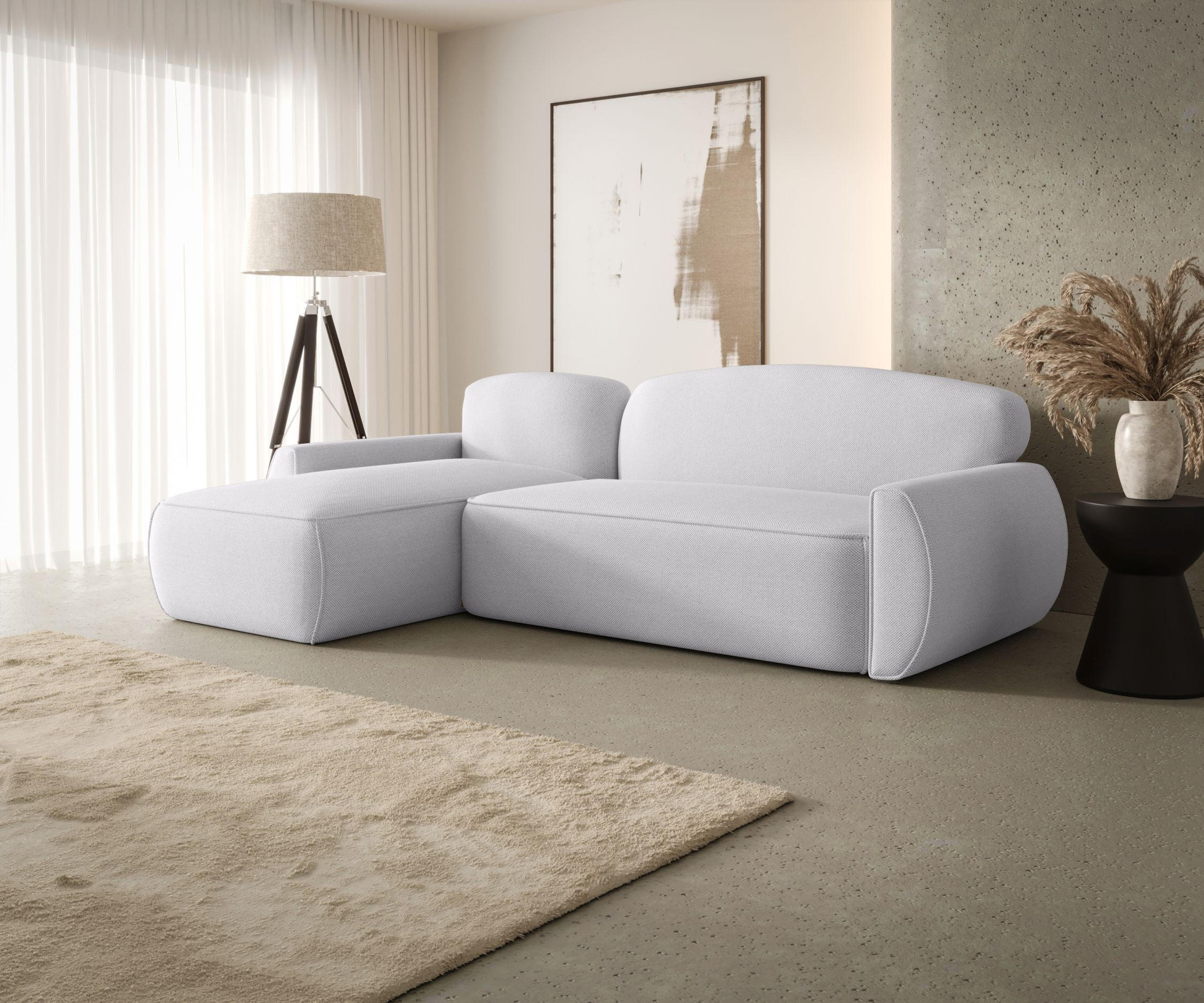ECKSOFA mit Schlaffunktion LUCAS Curio 80 Links - Hellgrau, Textil (240/145cm) - Bedante