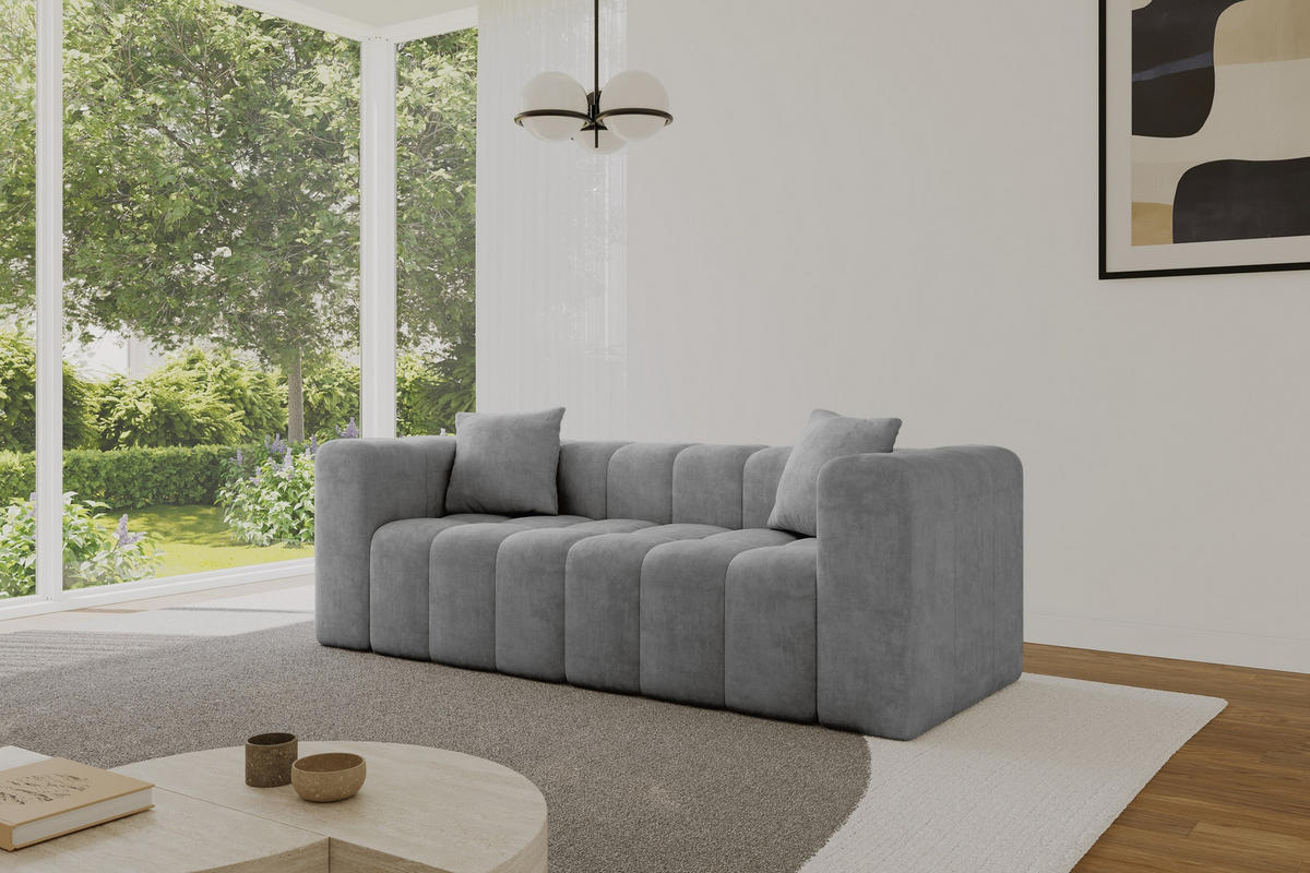 POHOVKA 2-MÍSTNÁ DONY-2 232x90x71 cm Šedá Velur - šedá/černá, kompozitní dřevo/textil (232/71/90cm) - ALTDECOR