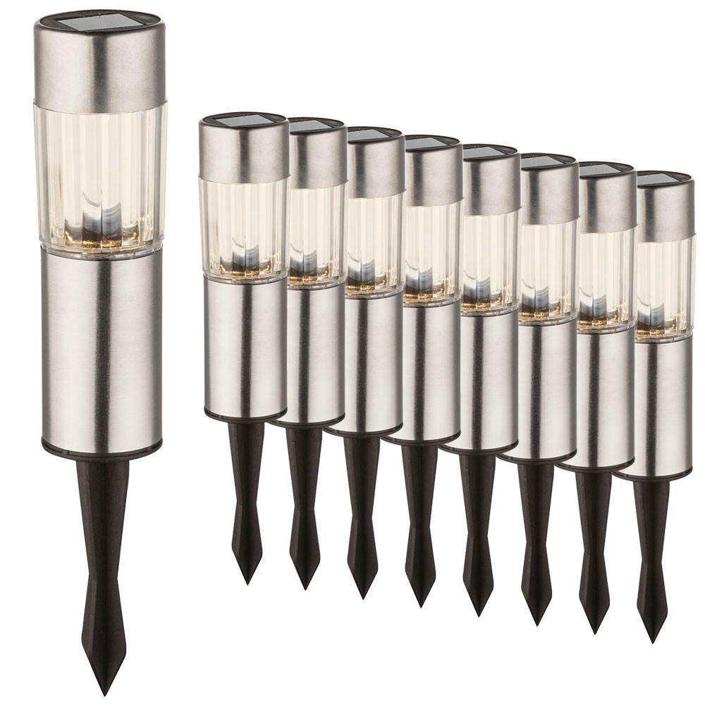 LED SOLARLAMPE Edelstahl Silber Außenbereich 8er Set - Silberfarben, Metall (4.6/4.6/25cm) - Globo Lighting