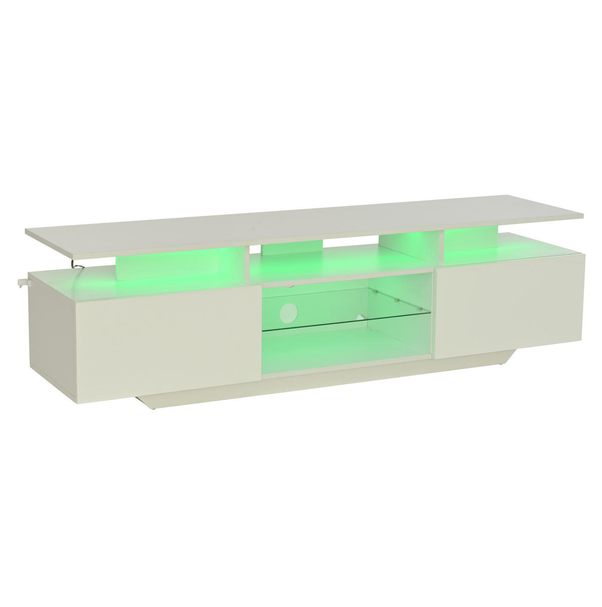 LOWBOARD 160/40/45 cm aus MDF mit LED-Beleuchtung und Hochglanzfront Weiß - Weiß, Holzwerkstoff (160/45/40cm) - Modenvie