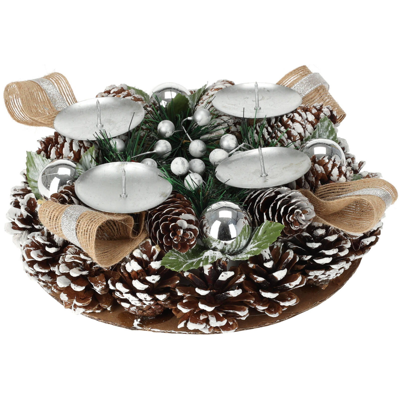 ADVENTSKRANZ Adventskranz Ø 22 cm - Silberfarben, Kunststoff (22/7cm) - Home Styling Collection