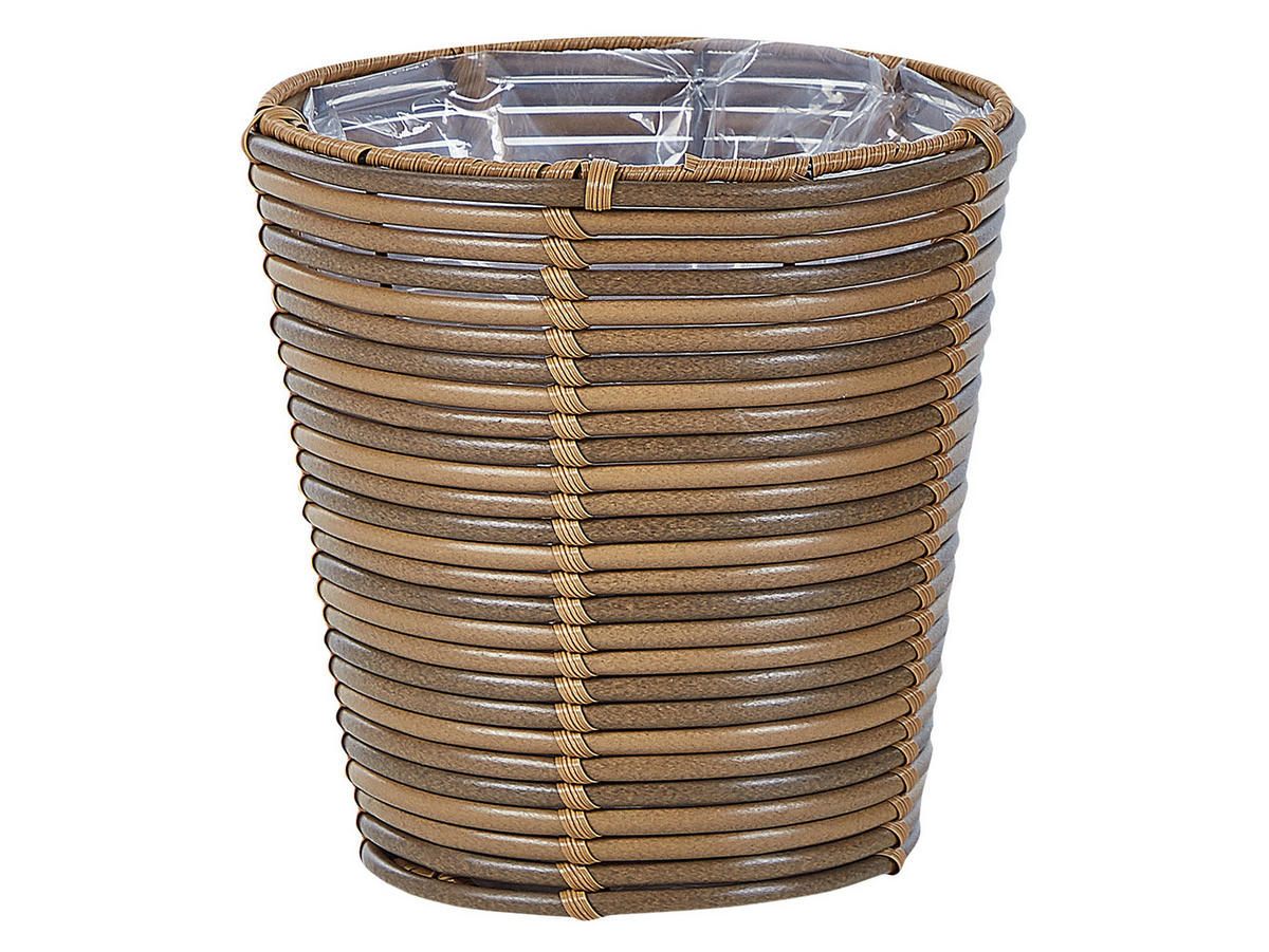 BLUMENKORB 2er-Set Rattan braun 31-22/24-17 cm Sarti - Braun, Kunststoff (32cm) - Beliani