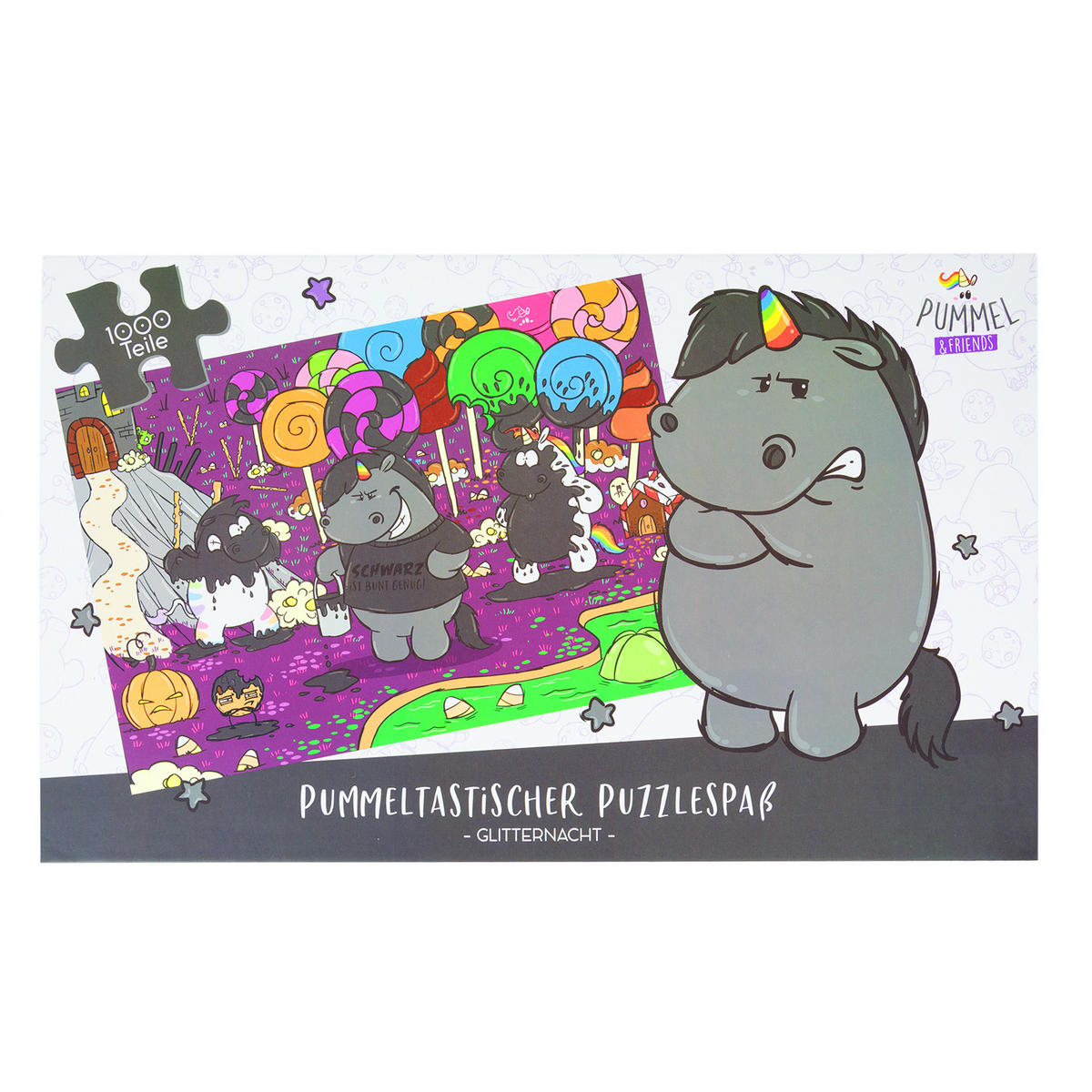 PUZZLE Pummel & Friends Grummeleinhorn Glitternacht 1000 Teile - Multicolor, Karton (33.5/20cm) - United Labels