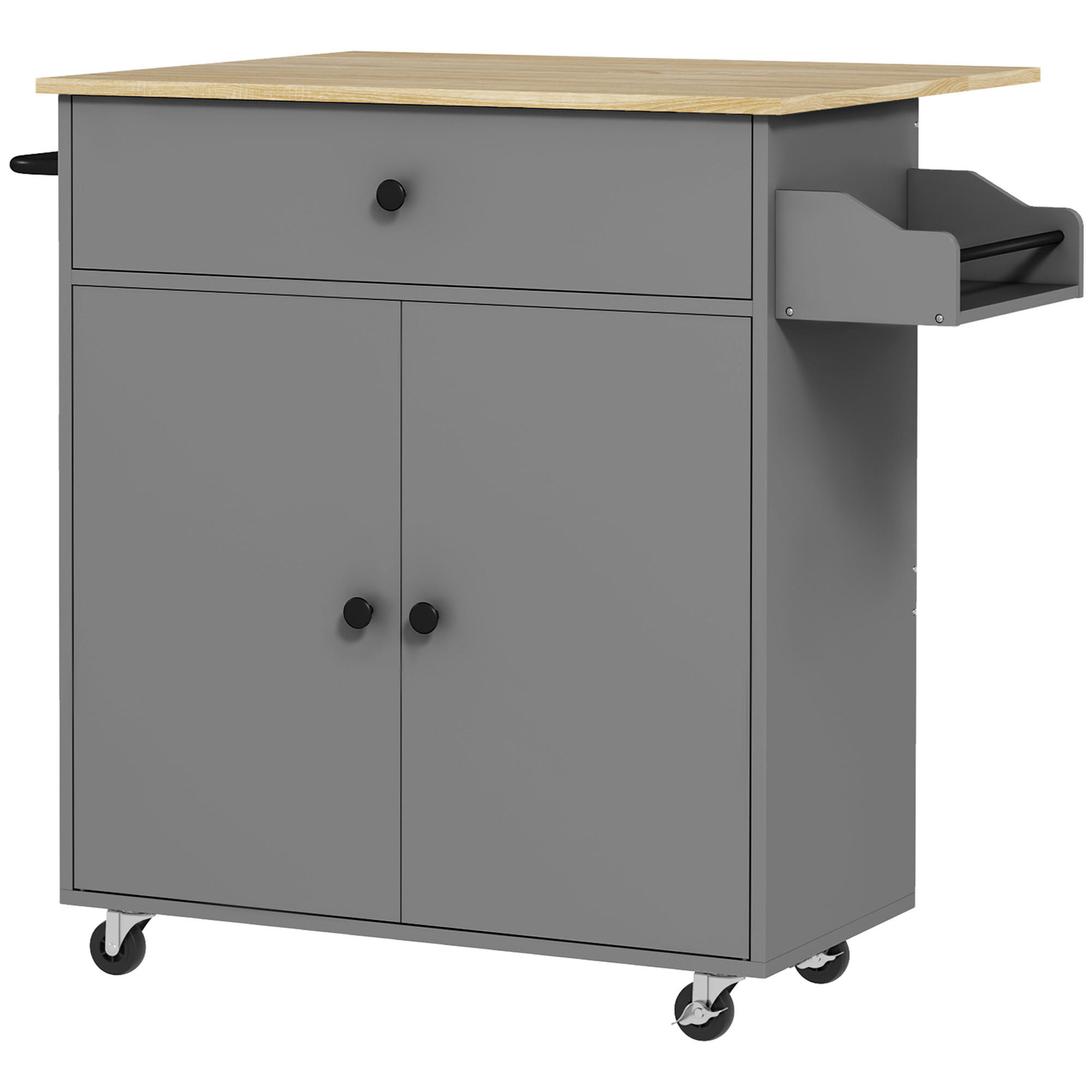 KÖKSÖ av MDF-spånskiva, grå - Svart/Grå, Träbaserade material/Metall (42/87/106cm) - HOMCOM