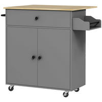 KÖKSÖ av MDF-spånskiva, grå - Svart/Grå, Träbaserade material/Metall (42/87/106cm) - HOMCOM