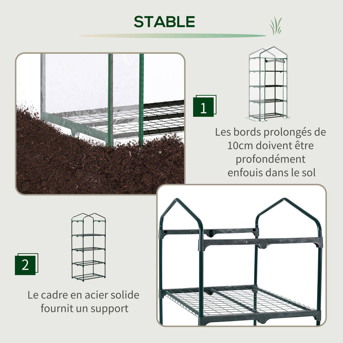GEWÄCHSHAUS DE-11918 mit 4 Etagen & PVC-Bache Transparent - Transparent, Metall (50/160/70cm) - ComfortXL