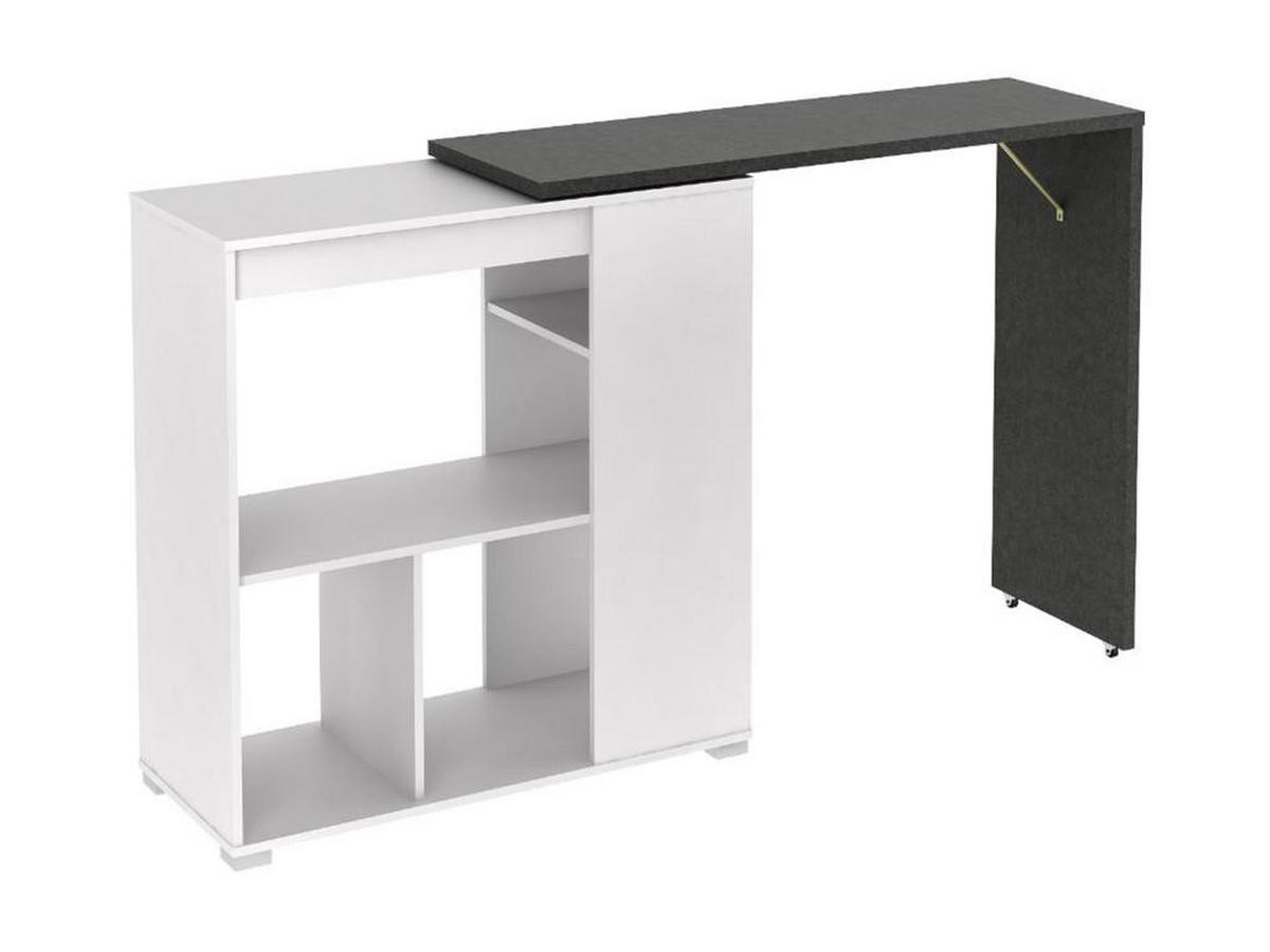 BARTISCH drehbar mit Stauraum - Weiß & Beton-Effekt - SATURNE - Grau, Holz (39.6/100/172cm) - Vente-Unique