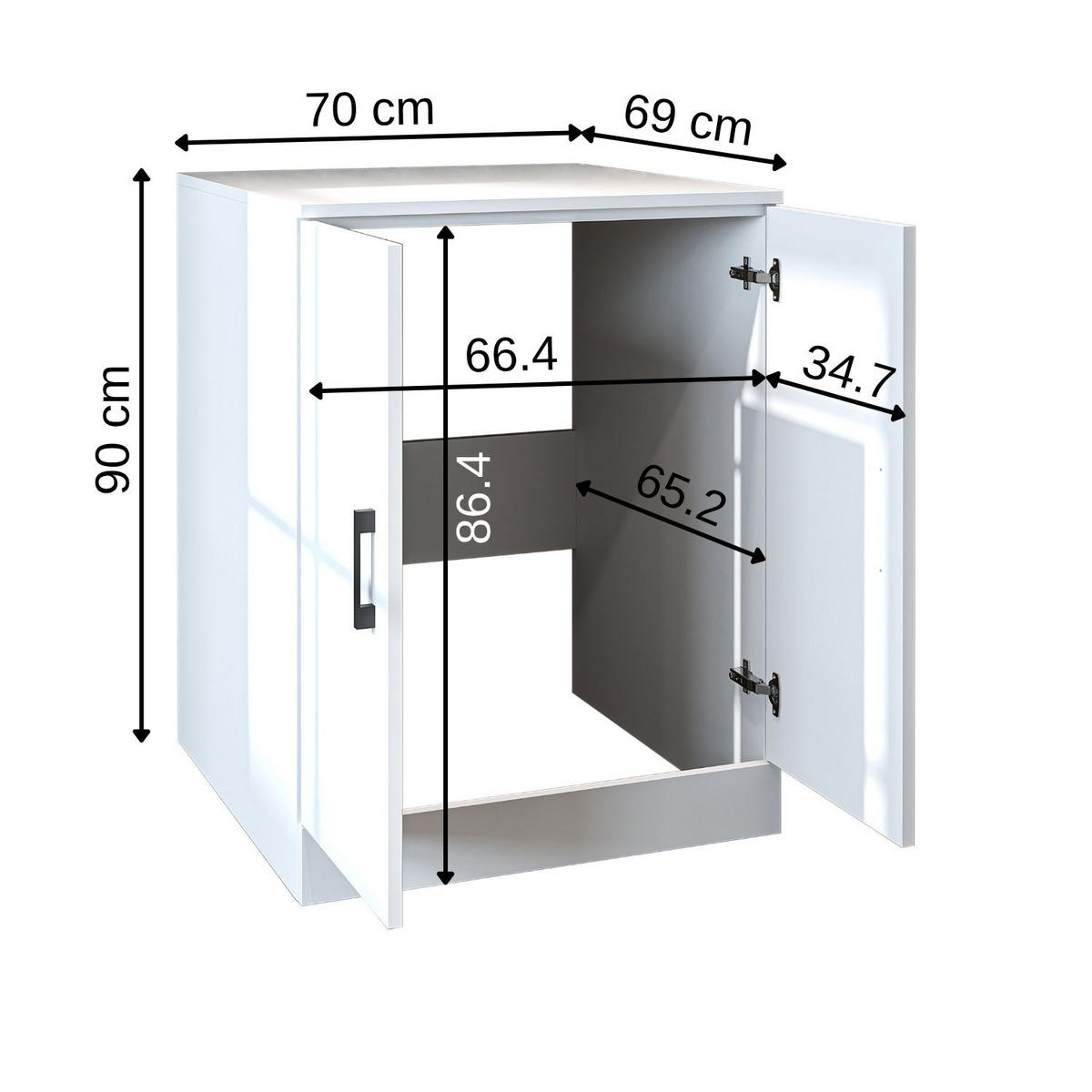WASCHMASCHINENSCHRANK Atlantic II 70cm Breit, 90cm Hoch - Weiß, Holzwerkstoff (70/90/69cm)