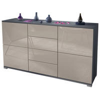 SIDEBOARD Rova Sandgrau Hochglanz - Sandfarben, Holzwerkstoff (138.5/75.5/35cm) - Vladon