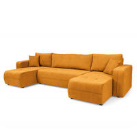 WOHNLANDSCHAFT - Gelb/Schwarz, Kunststoff/Textil (312/82/145cm) - home24